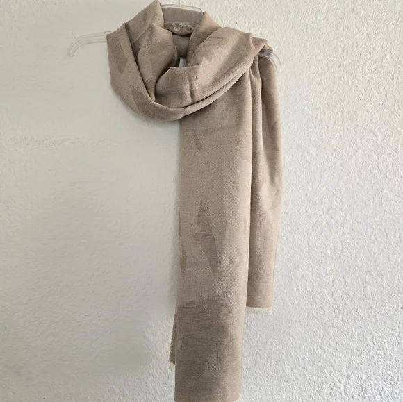 Alexander McQueen Graffiti Wool Silk Blend X-Large Scarf Tan - Picture 7 of 9